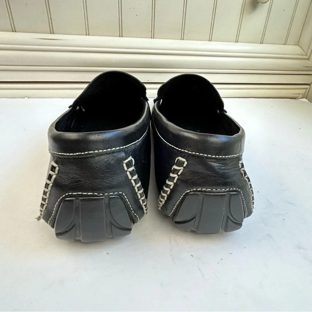 Bacco Bucci Leather Driving Loafers Classic Minimalist Business Casual Preppy